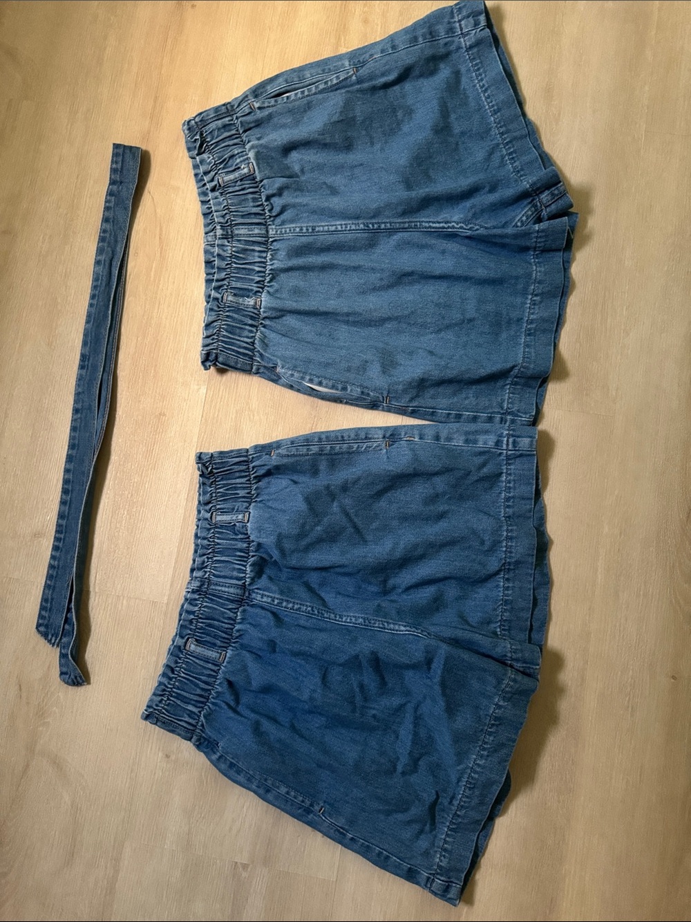 H&M 100% Cotton Girls Blue Denim Shorts with Belt